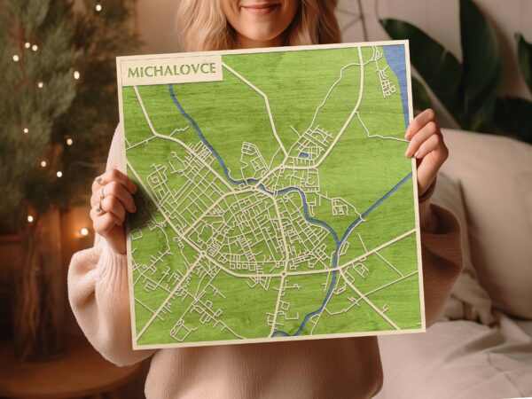 3D drevená mapa mesta Michalovce